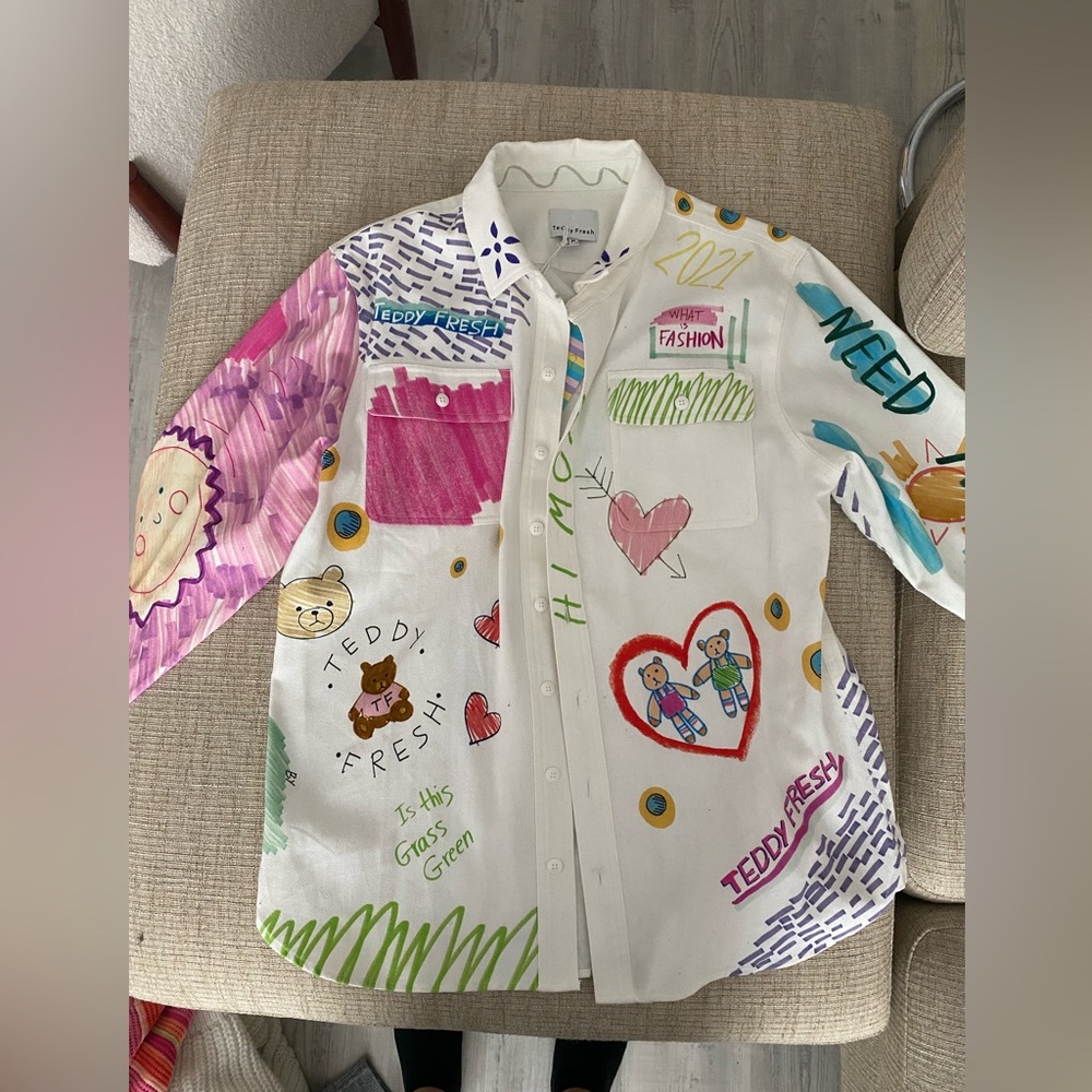 Teddy Fresh graphic button up shirt